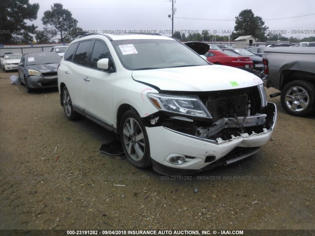 5N1AR2MN3EC635131 - 2014 NISSAN PATHFINDER S/SV/SL/PLATINUM WHITE photo 1