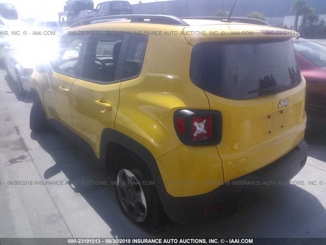 ZACCJAAT0GPE29149 - 2016 JEEP RENEGADE SPORT Դեղին լուսանկար 3