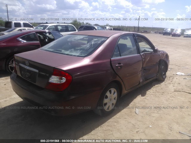 4T1BE32K92U062935 - 2002 TOYOTA CAMRY LE/XLE/SE Қызыл фото 4