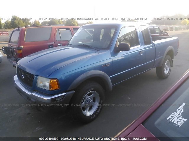 1FTZR15U91PA49463 - 2001 FORD RANGER SUPER CAB BLUE photo 2