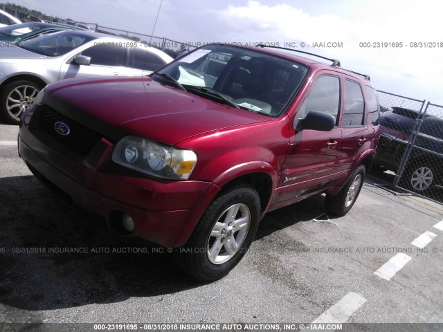 1FMCU95H26KC73616 - 2006 FORD ESCAPE HEV RED photo 2