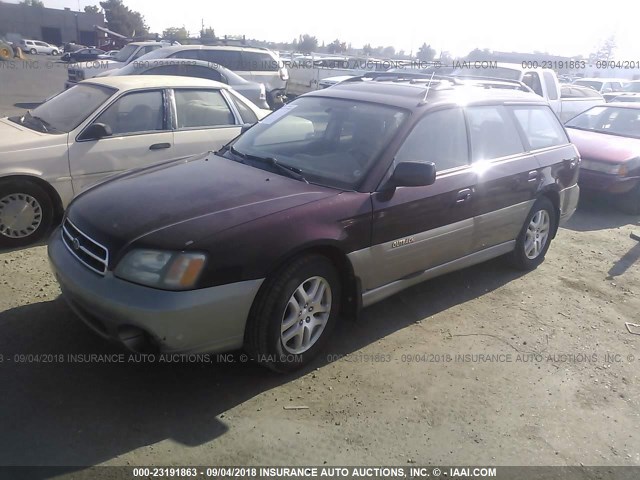 4S3BH665716632211 - 2001 SUBARU LEGACY OUTBACK MAROON photo 2