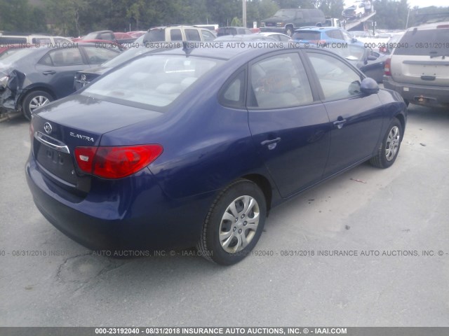 KMHDU4AD5AU160282 - 2010 HYUNDAI ELANTRA BLUE/GLS/SE BLUE photo 4