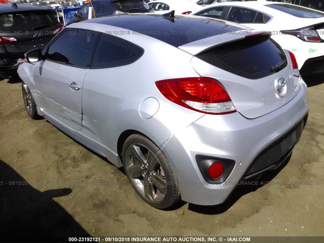 KMHTC6AE6DU108294 - 2013 HYUNDAI VELOSTER TURBO SILVER photo 3