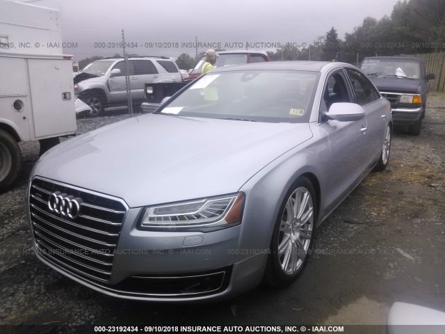 WAU32AFDXFN009725 - 2015 AUDI A8 L QUATTRO SILVER photo 2