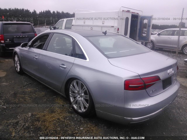 WAU32AFDXFN009725 - 2015 AUDI A8 L QUATTRO SILVER photo 3