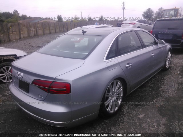 WAU32AFDXFN009725 - 2015 AUDI A8 L QUATTRO SILVER photo 4