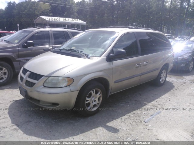 2B8GP74L72R786617 - 2002 DODGE GRAND CARAVAN EX Champagne photo 2