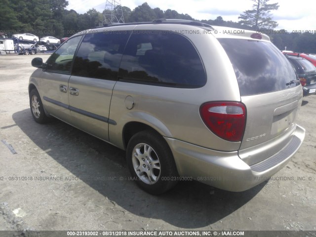 2B8GP74L72R786617 - 2002 DODGE GRAND CARAVAN EX Champagne photo 3