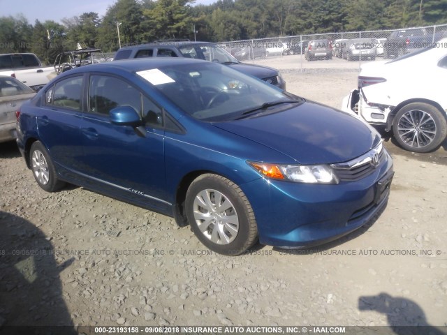 2HGFB2F5XCH585738 - 2012 HONDA CIVIC LX BLUE photo 1