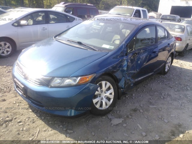 2HGFB2F5XCH585738 - 2012 HONDA CIVIC LX BLUE photo 2