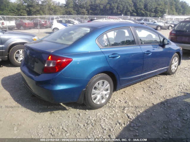 2HGFB2F5XCH585738 - 2012 HONDA CIVIC LX BLUE photo 4