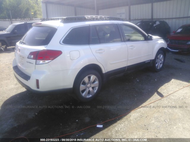 4S4BRCCC4B3429760 - 2011 SUBARU OUTBACK 2.5I PREMIUM WHITE photo 4