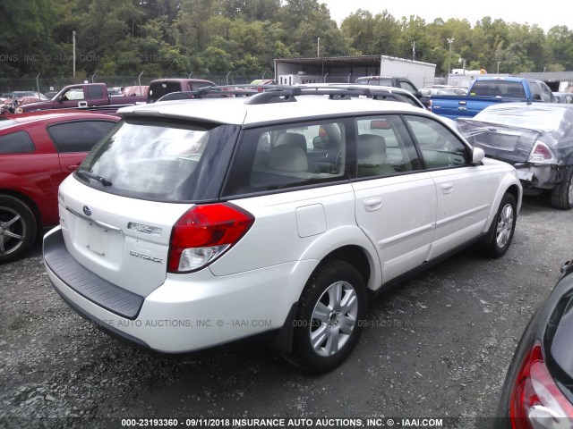 4S4BP62C387321690 - 2008 SUBARU OUTBACK 2.5I LIMITED WHITE photo 4