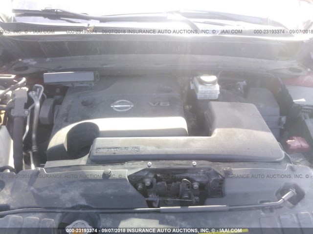 5N1AR2MM0EC686285 - 2014 NISSAN PATHFINDER S/SV/SL/PLATINUM RED photo 10