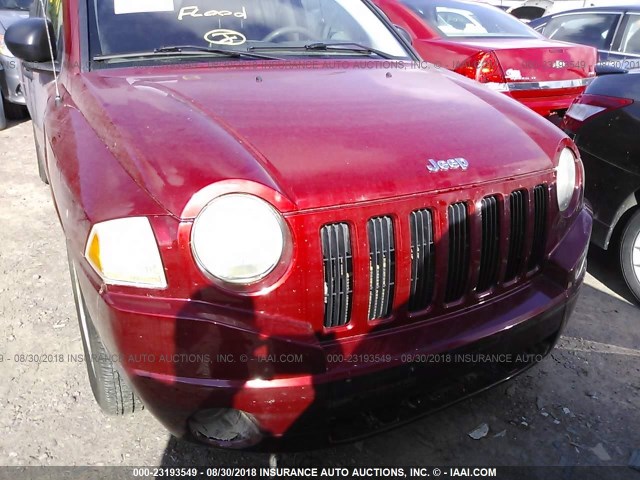 1J8FF47W08D766253 - 2008 JEEP COMPASS SPORT RED photo 6