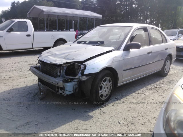 2HGES16142H568631 - 2002 HONDA CIVIC DX SILVER photo 2