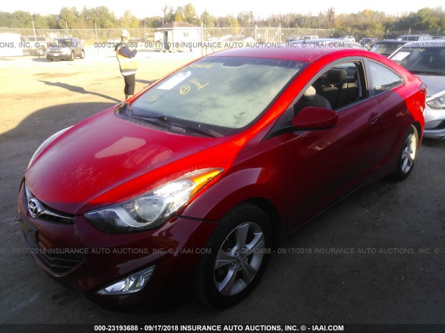 KMHDH6AEXDU008978 - 2013 HYUNDAI ELANTRA COUPE GS/SE RED photo 2