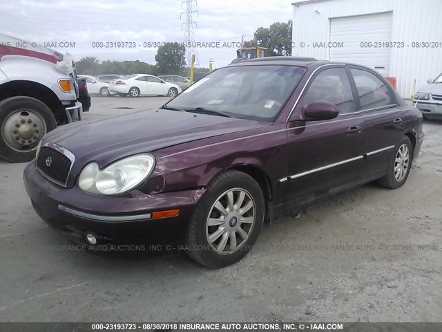 KMHWF35H72A609426 - 2002 HYUNDAI SONATA GLS/LX BURGUNDY photo 2