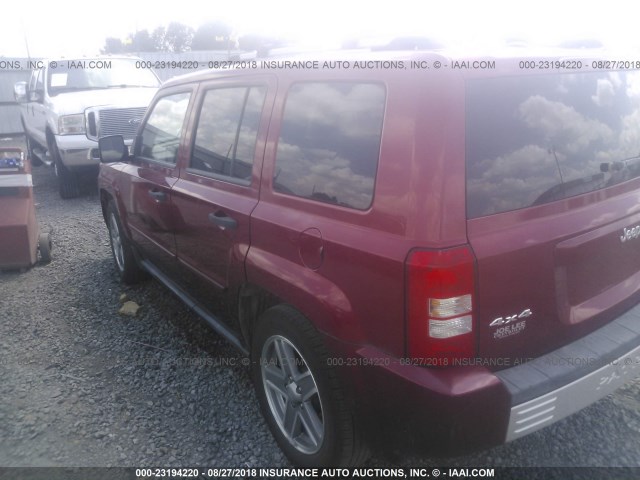 1J8FF48WX7D322424 - 2007 JEEP PATRIOT LIMITED RED photo 3