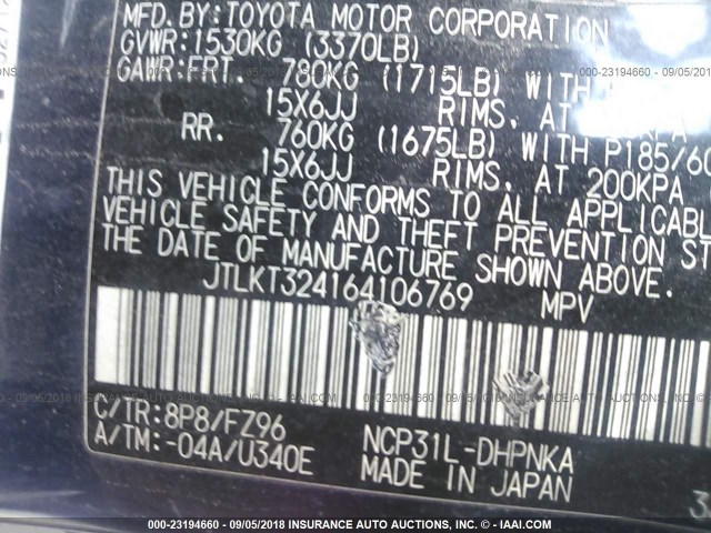JTLKT324164106769 - 2006 TOYOTA SCION XB Azul foto 9