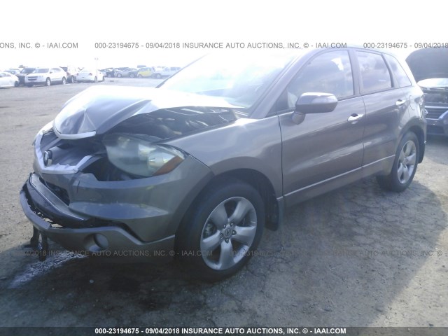 5J8TB18277A009142 - 2007 ACURA RDX GRAY photo 2