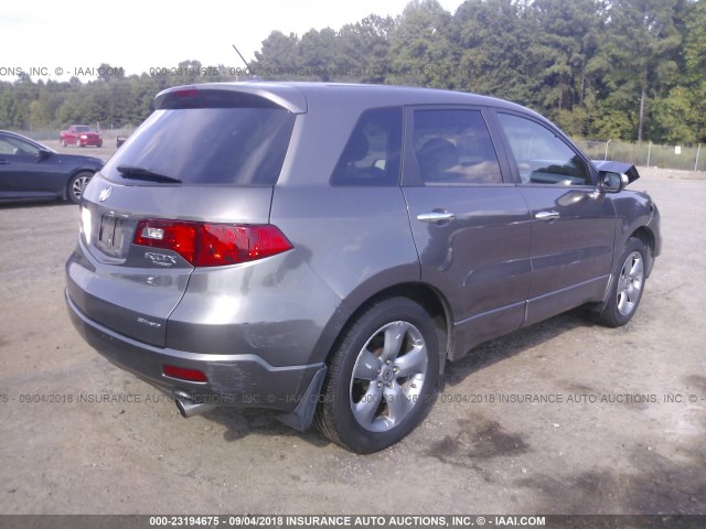 5J8TB18277A009142 - 2007 ACURA RDX GRAY photo 4