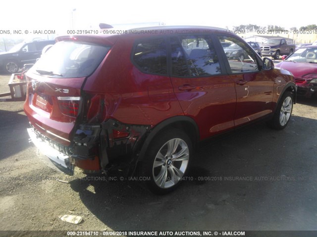 5UXWX9C58G0D70612 - 2016 BMW X3 XDRIVE28I RED photo 4