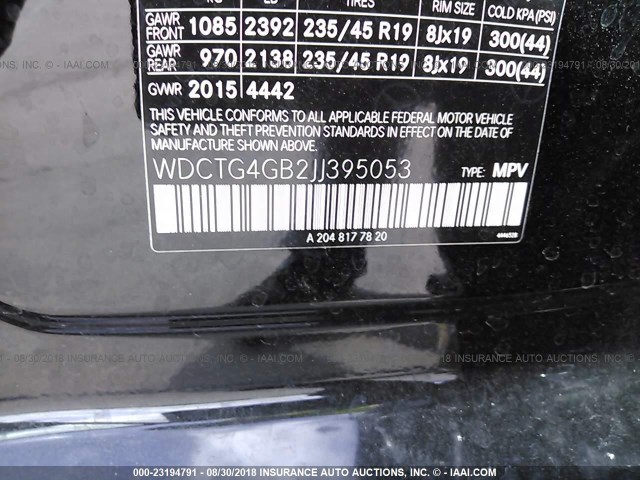 WDCTG4GB2JJ395053 - 2018 MERCEDES-BENZ GLA250 250 4MATIC BLACK photo 9