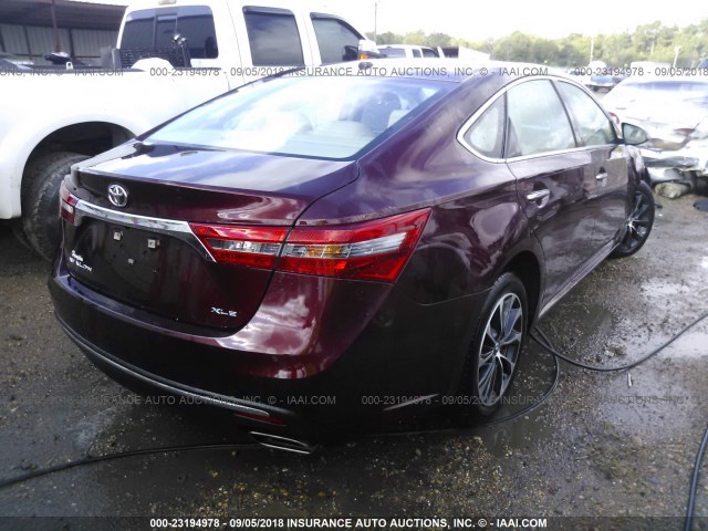 4T1BK1EB6HU243928 - 2017 TOYOTA AVALON XLE PLUS/PREMIUM/TOUR/LTD BURGUNDY photo 4