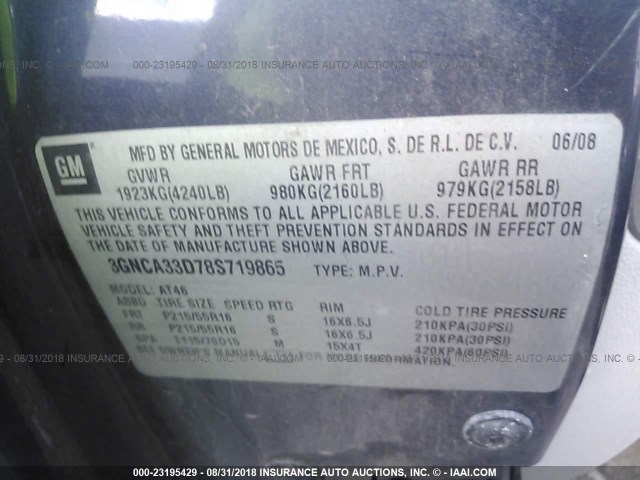 3GNCA33D78S719865 - 2008 CHEVROLET HHR LS Azul foto 9