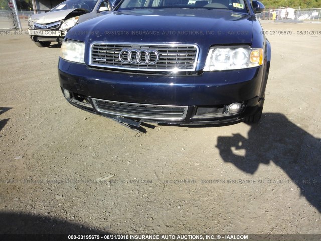 WAULC68EX4A265920 - 2004 AUDI A4 1.8T QUATTRO BLUE photo 6