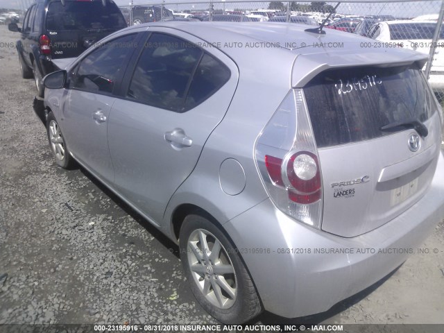 JTDKDTB37C1011016 - 2012 TOYOTA PRIUS C SILVER photo 3