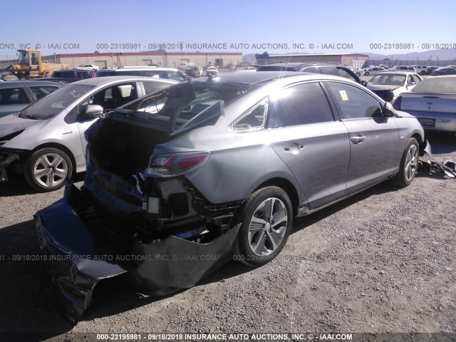 KMHE34L3XJA079128 - 2018 HYUNDAI SONATA HYBRID/LIMITED GRAY photo 4