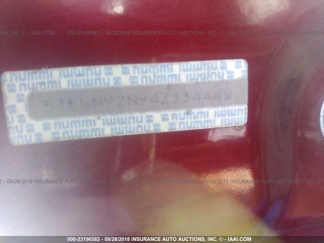 5TEGN92N94Z334448 - 2004 TOYOTA TACOMA DOUBLE CAB PRERUNNER RED photo 9