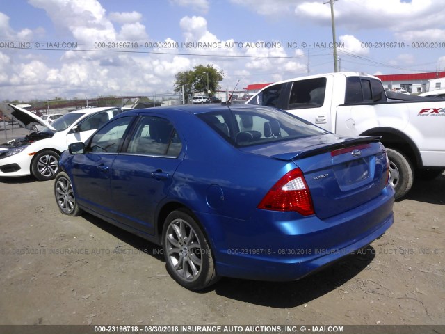 3FAHP0HA5CR294145 - 2012 FORD FUSION SE BLUE photo 3