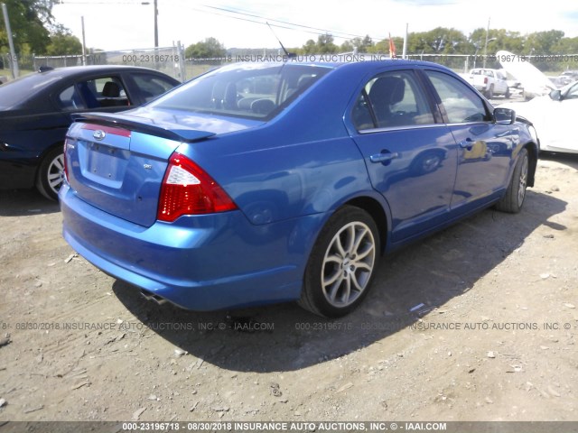 3FAHP0HA5CR294145 - 2012 FORD FUSION SE BLUE photo 4