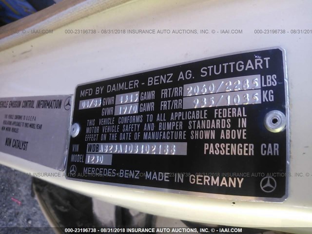 WDBAB23A4DB402188 - 1983 MERCEDES-BENZ 240 D CREAM photo 9