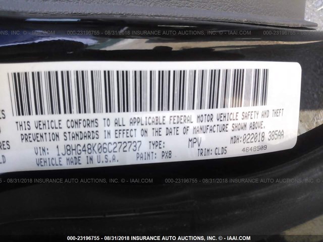 1J8HG48K06C272737 - 2006 JEEP COMMANDER შავი ფოტო 9