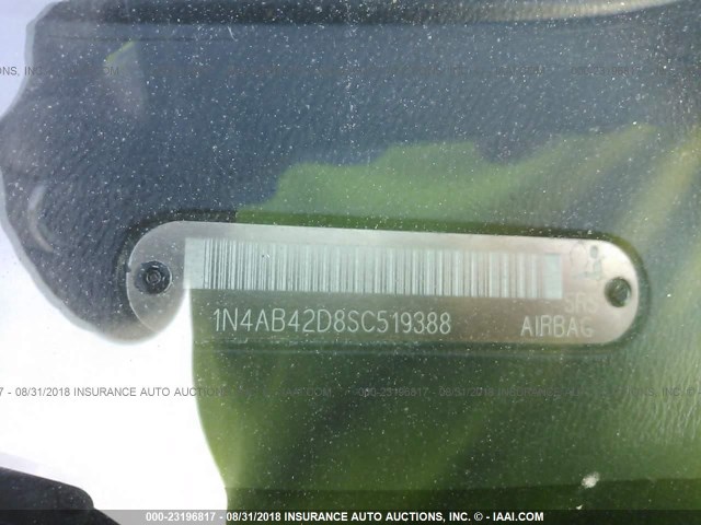 1N4AB42D8SC519388 - 1995 NISSAN 200SX SE SILVER photo 9