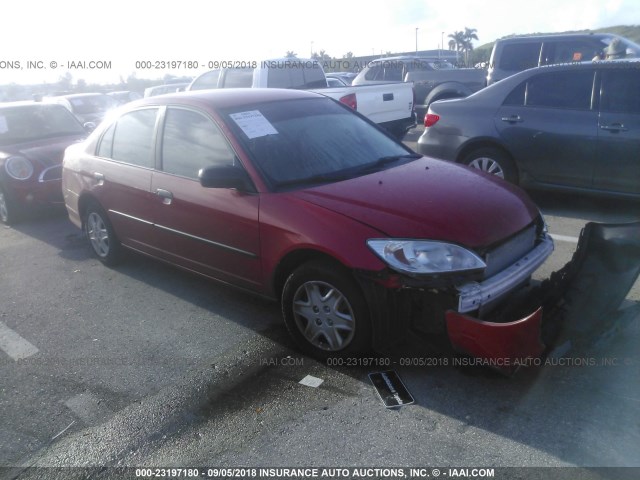 1HGES16395L021279 - 2005 HONDA CIVIC DX VP RED photo 1