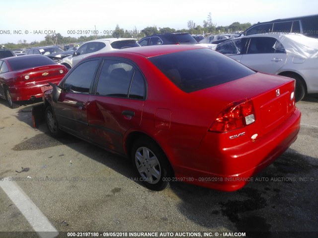 1HGES16395L021279 - 2005 HONDA CIVIC DX VP RED photo 3