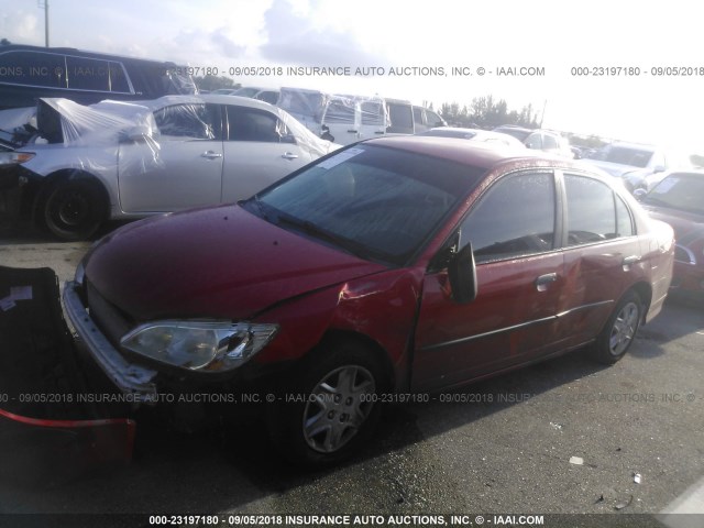 1HGES16395L021279 - 2005 HONDA CIVIC DX VP Qırmızı foto 6