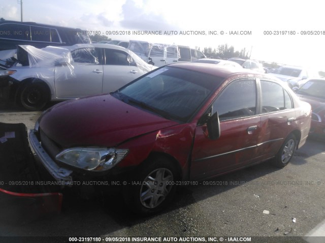 1HGES16395L021279 - 2005 HONDA CIVIC DX VP RED photo 6