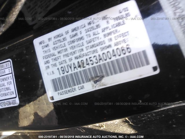 19UYA42453A004066 - 2003 ACURA 3.2CL BLACK photo 9