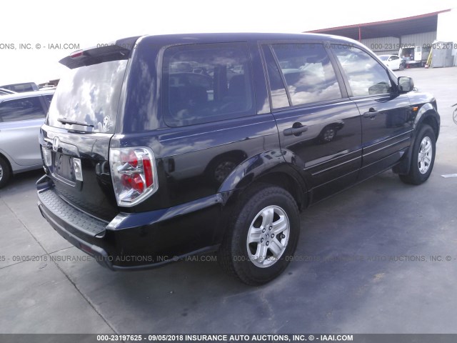 5FNYF28116B018527 - 2006 HONDA PILOT LX BLACK photo 4