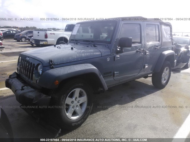 1C4BJWDG3FL610241 - 2015 JEEP WRANGLER UNLIMITE SPORT GRAY photo 2