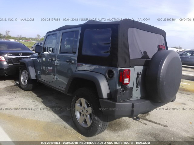 1C4BJWDG3FL610241 - 2015 JEEP WRANGLER UNLIMITE SPORT GRAY photo 3