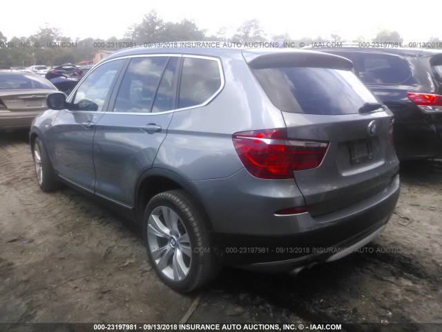 5UXWX7C55DL981807 - 2013 BMW X3 XDRIVE35I GRAY photo 3