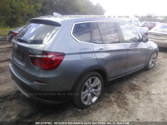 5UXWX7C55DL981807 - 2013 BMW X3 XDRIVE35I GRAY photo 4